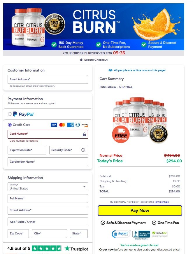 CitrusBurn secure payment – safe checkout and 100% protection